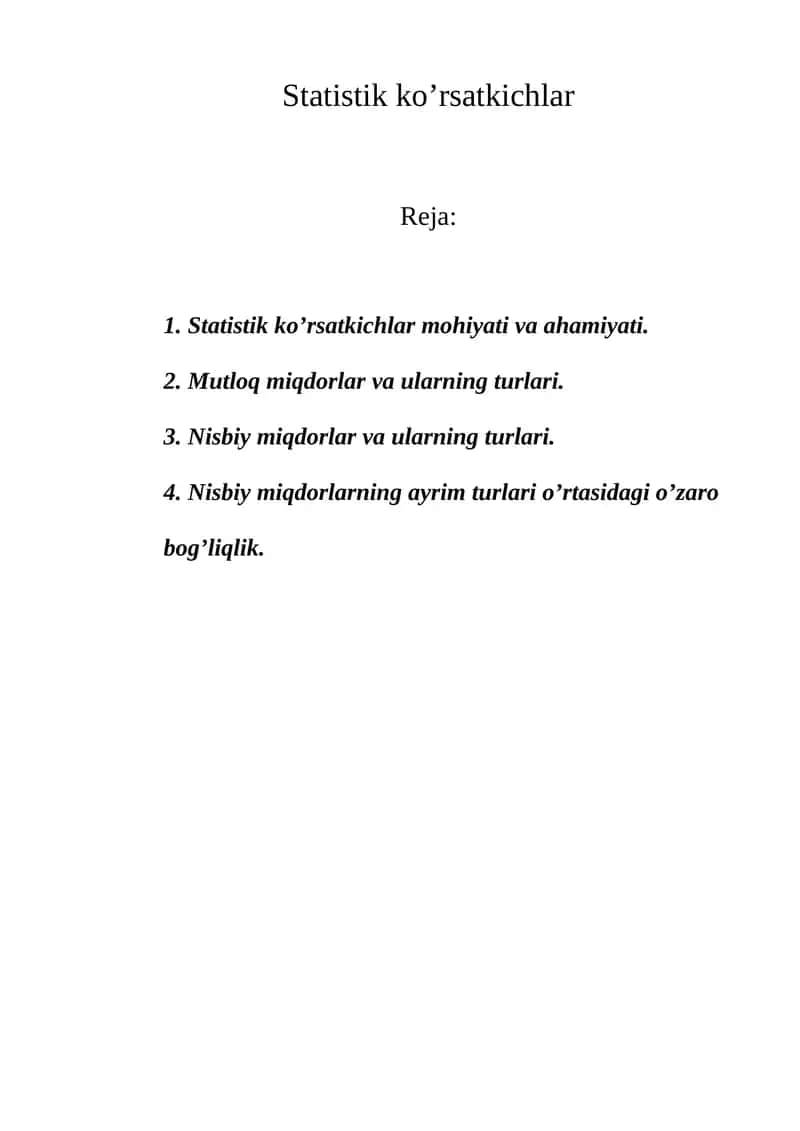 Statistik ko’rsatkichlar 1