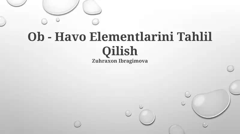 Ob - Havo Elementlarini Tahlil Qilish 1