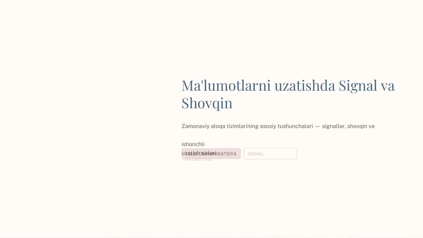 Ma'lumotlarni uzatishda Signal va Shovqin 1