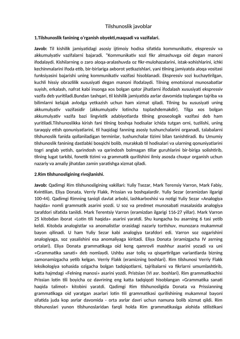 Tilshunoslik javoblar 1