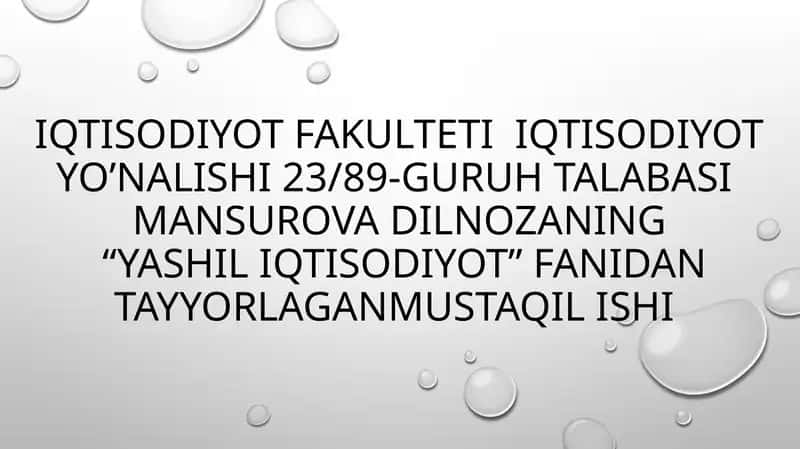 Yashil iqtisodiyot 1