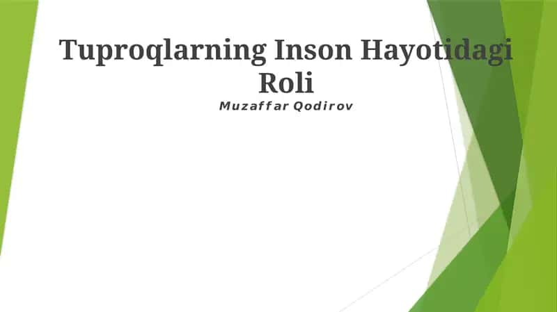 Tuproqlarning Inson Hayotidagi Roli 1