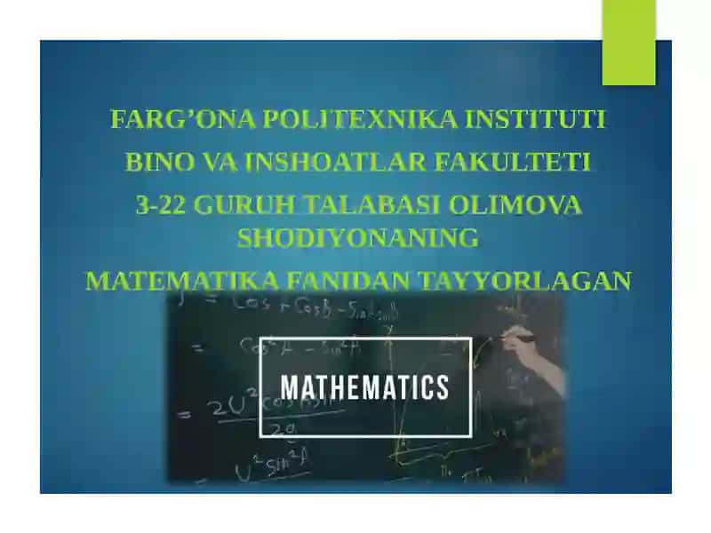 Ko’rsatkichli va logorifmli funksiya