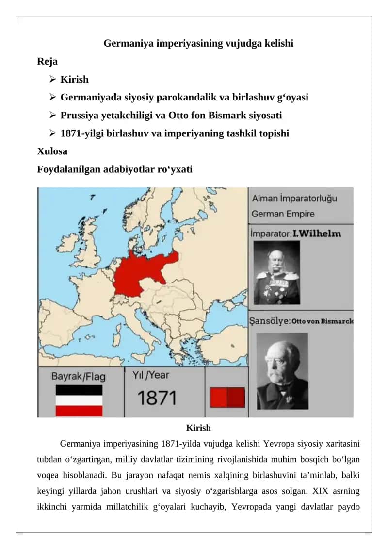 Germaniya imperiyasining vujudga kelishi 1