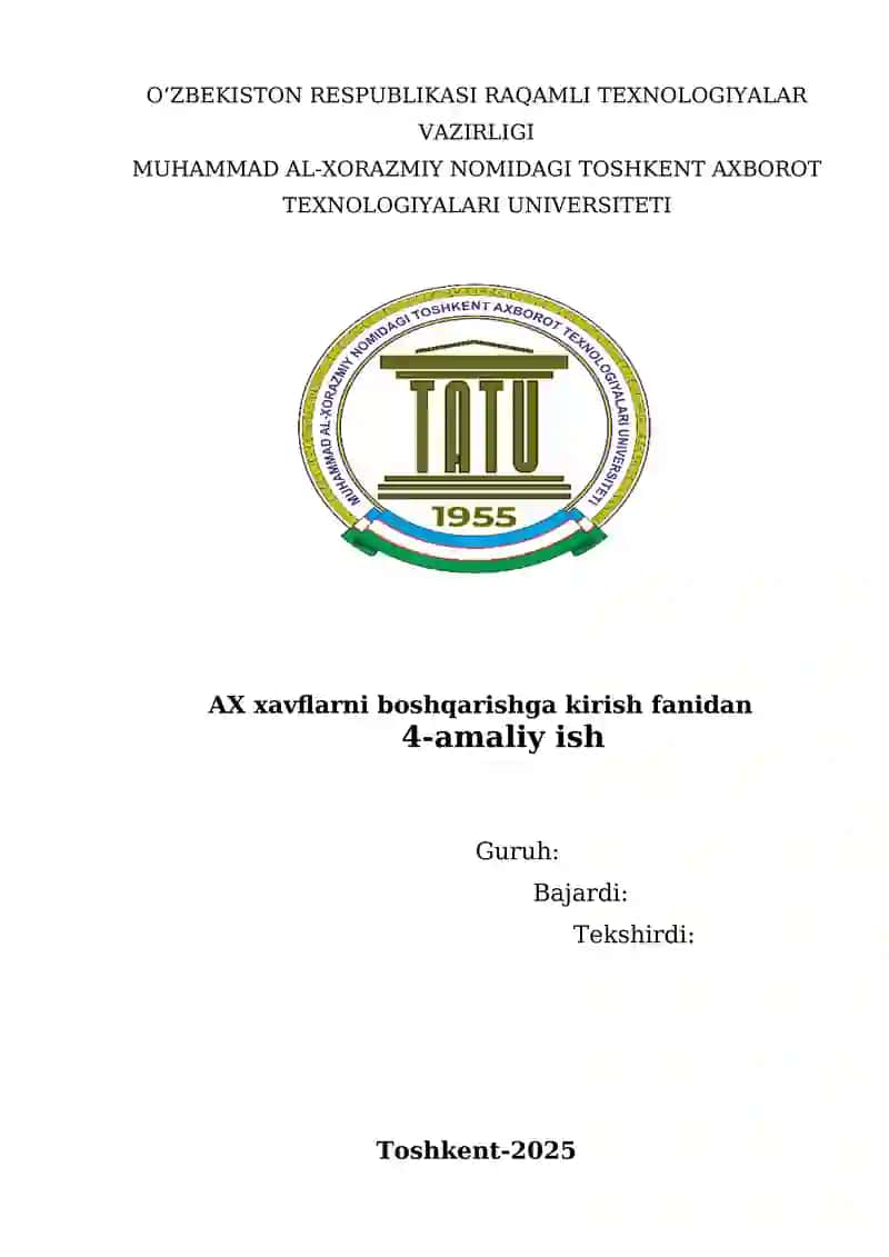Axborot xavfsizligi risklarini identifikatsiyalash