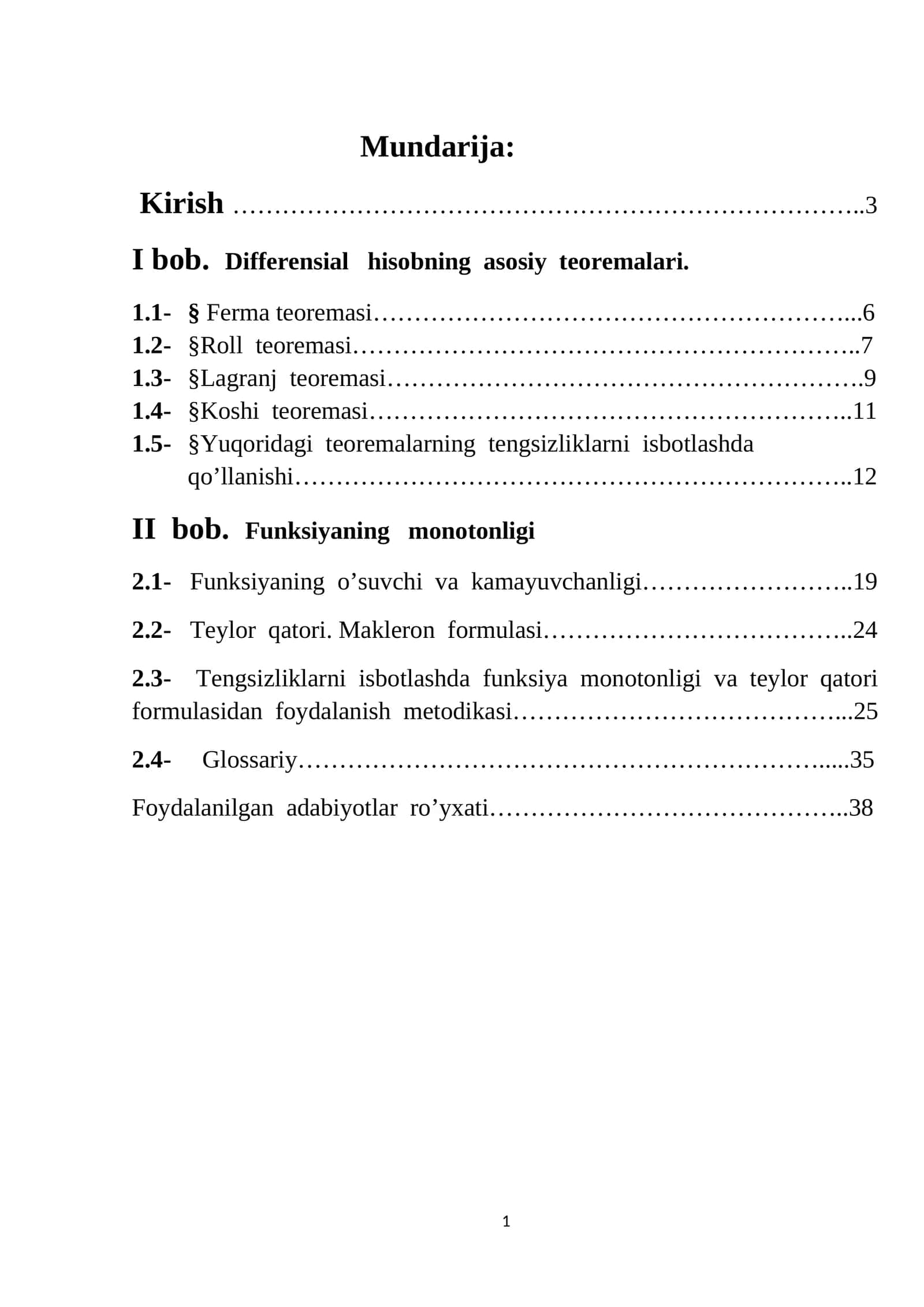 Differensial hisobning asosiy teoremalari 1