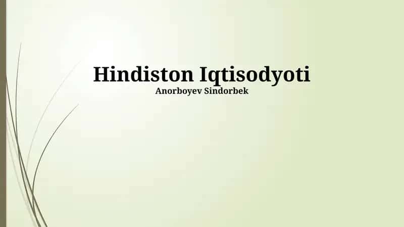 Hindiston Iqtisodyoti 1