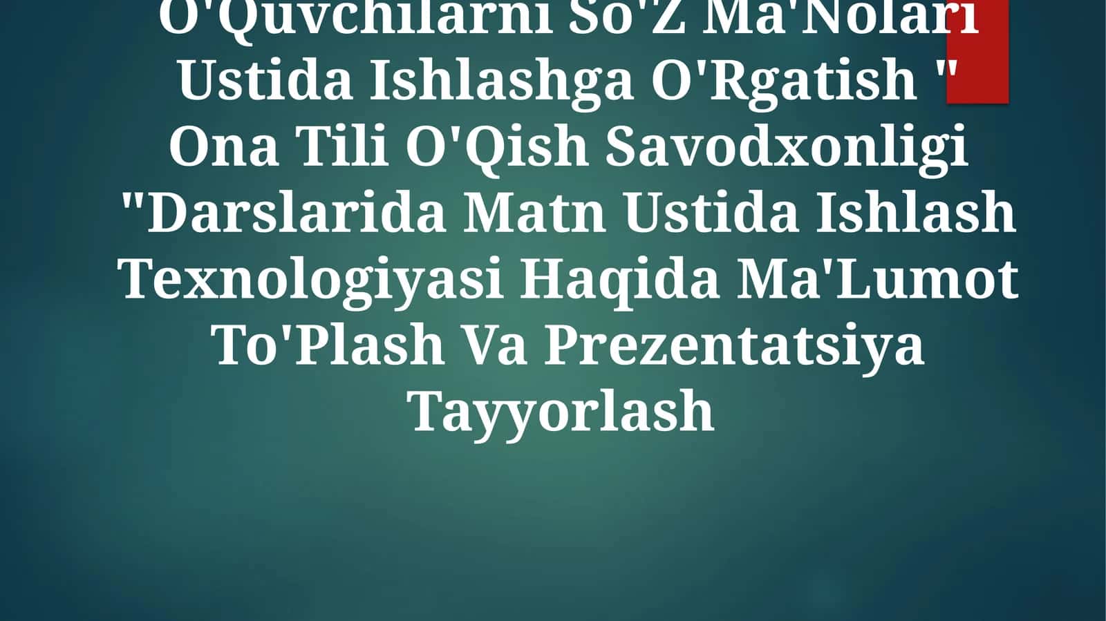 Ona Tili O'Qish Savodxonligi 1