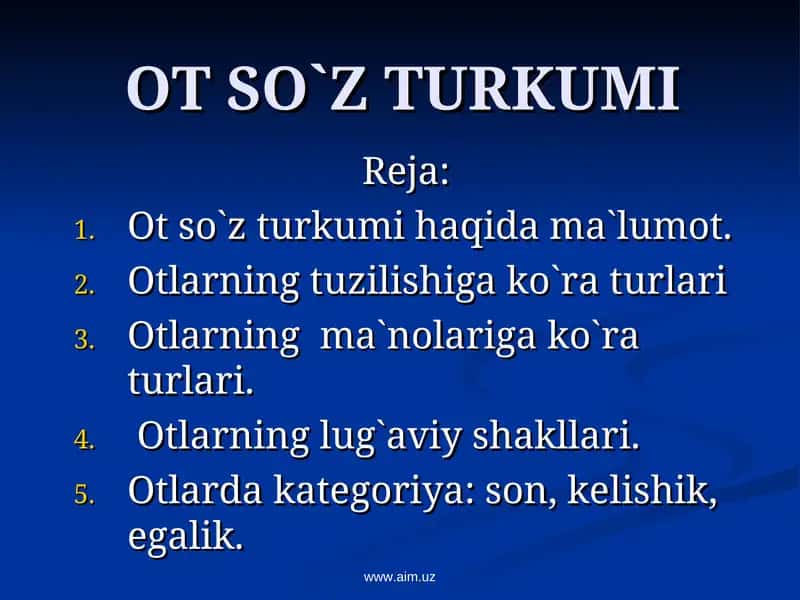 OT SO`Z TURKUMI 1
