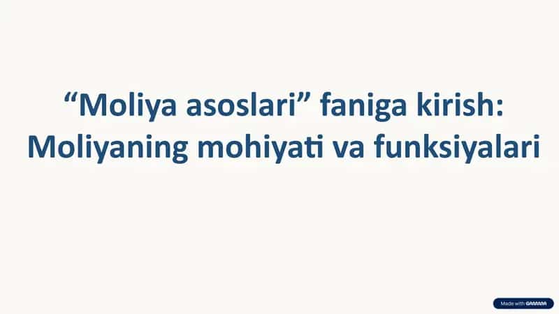 Moliyaasoslari fanigakirish 1