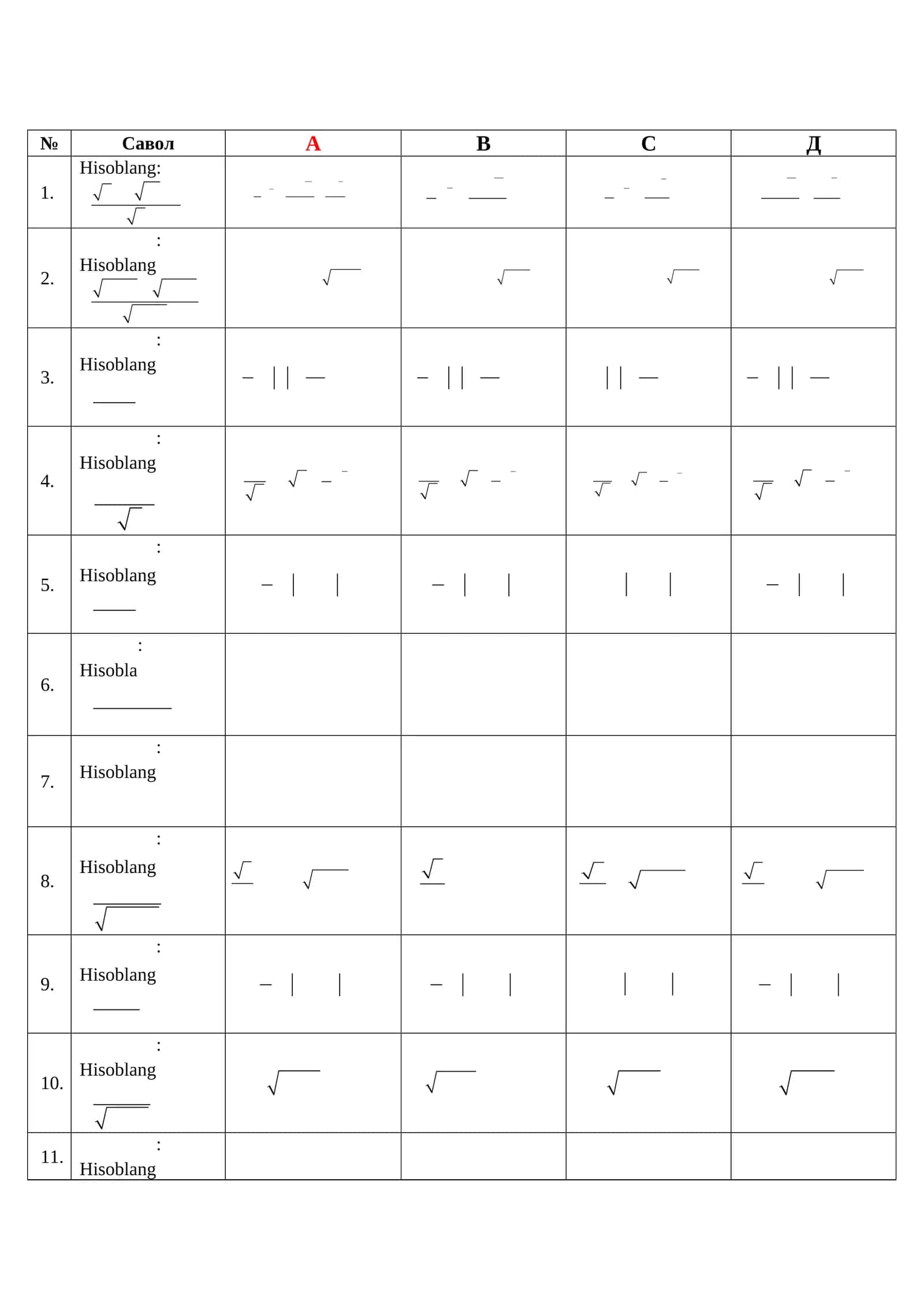 Hisoblashga doir test savollari 1