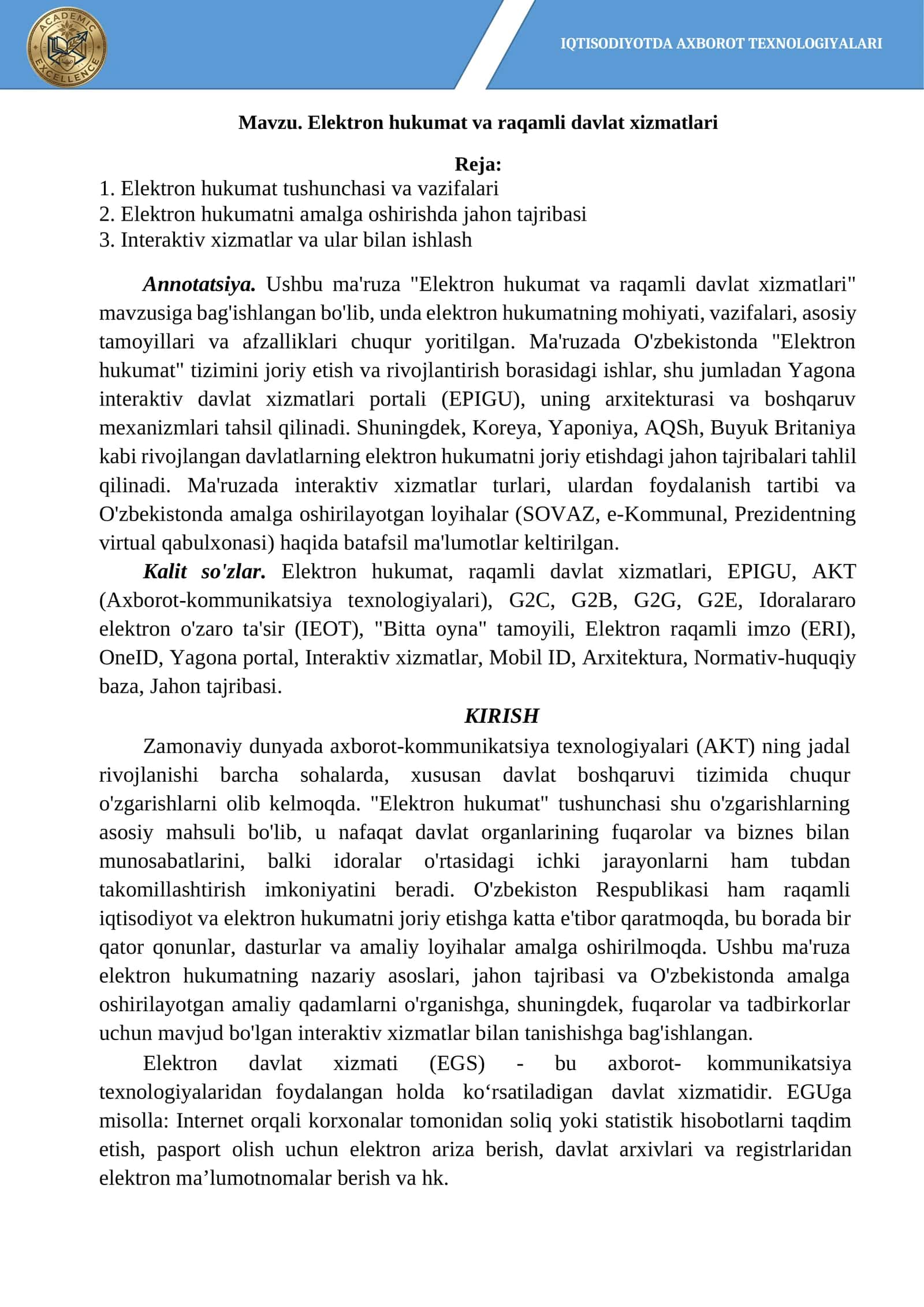 Elektron hukumat va raqamli davlat xizmatlari 1