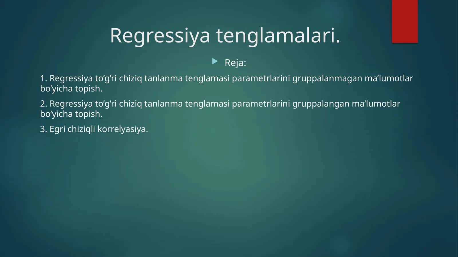 Regressiya tenglamalari 1