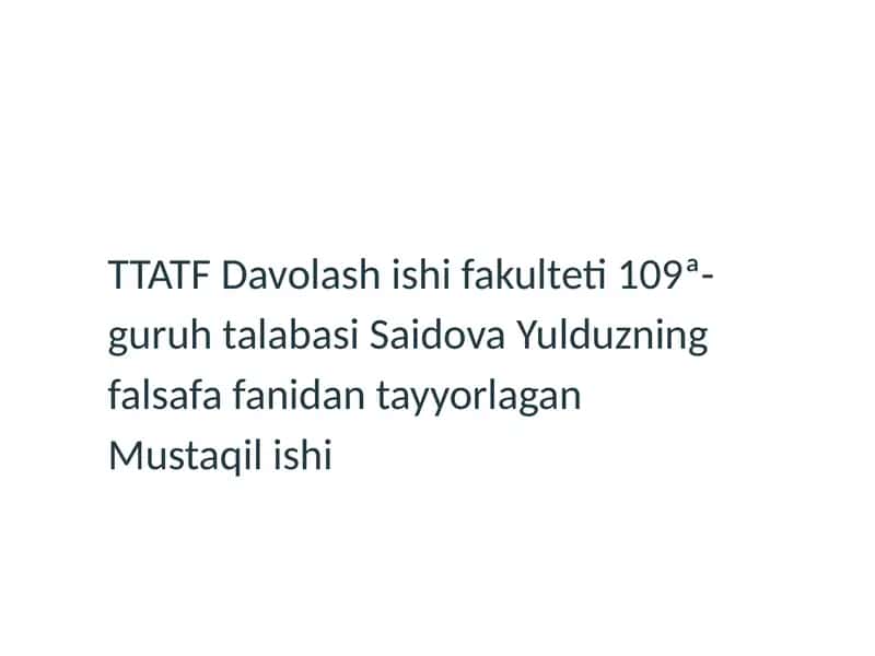 Mustaqil ish "Dunyoqarash" 1