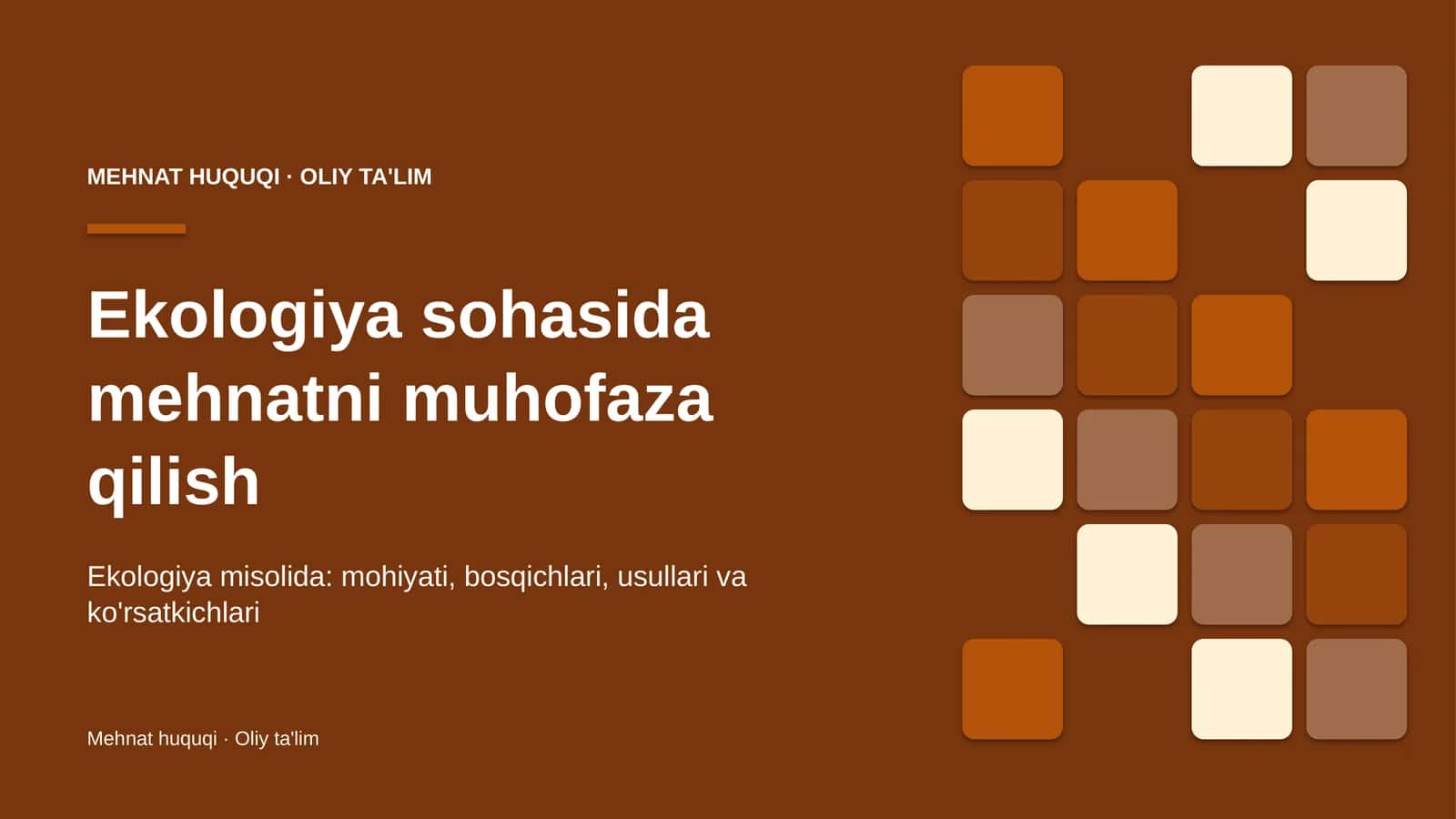 Ekologiya sohasida mehnatni muhofaza qilish 1
