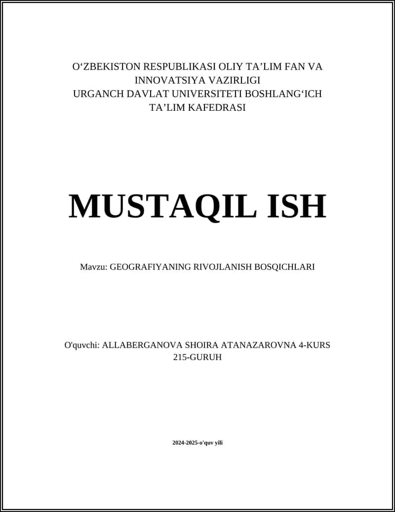 GEOGRAFIYANING RIVOJLANISH BOSQICHLARI 1