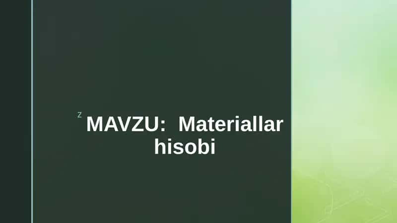 Materiallarhisobi 1