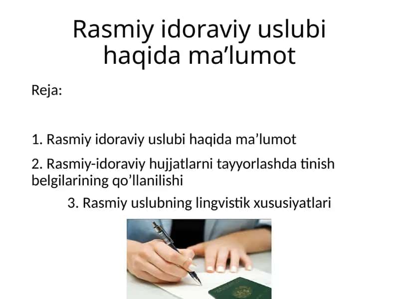 Rasmiy-idoraviy uslubiyat 1