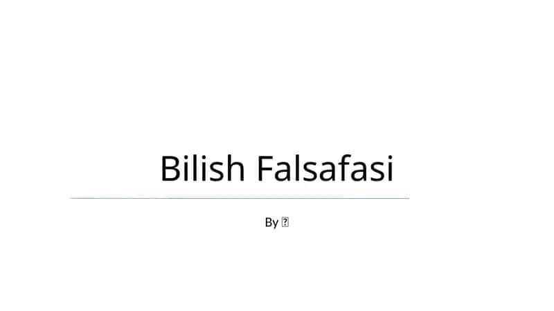 Bilish Falsafasi 1
