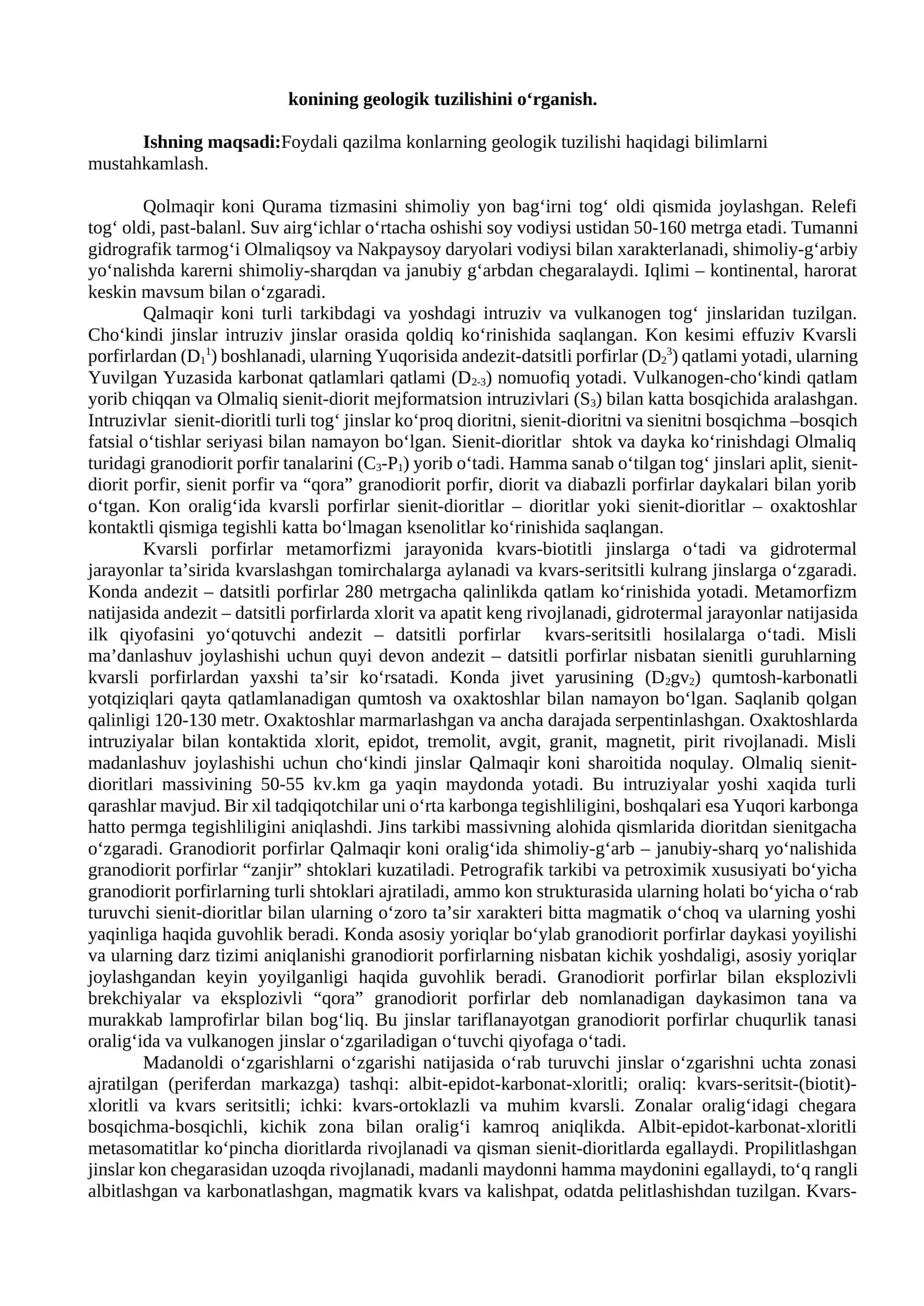 Konining geologik tuzilishini o‘rganish 1
