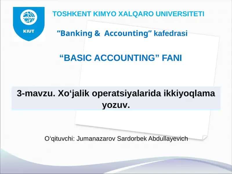 Xo‘jalik operatsiyalarida ikkiyoqlama yozuv 1