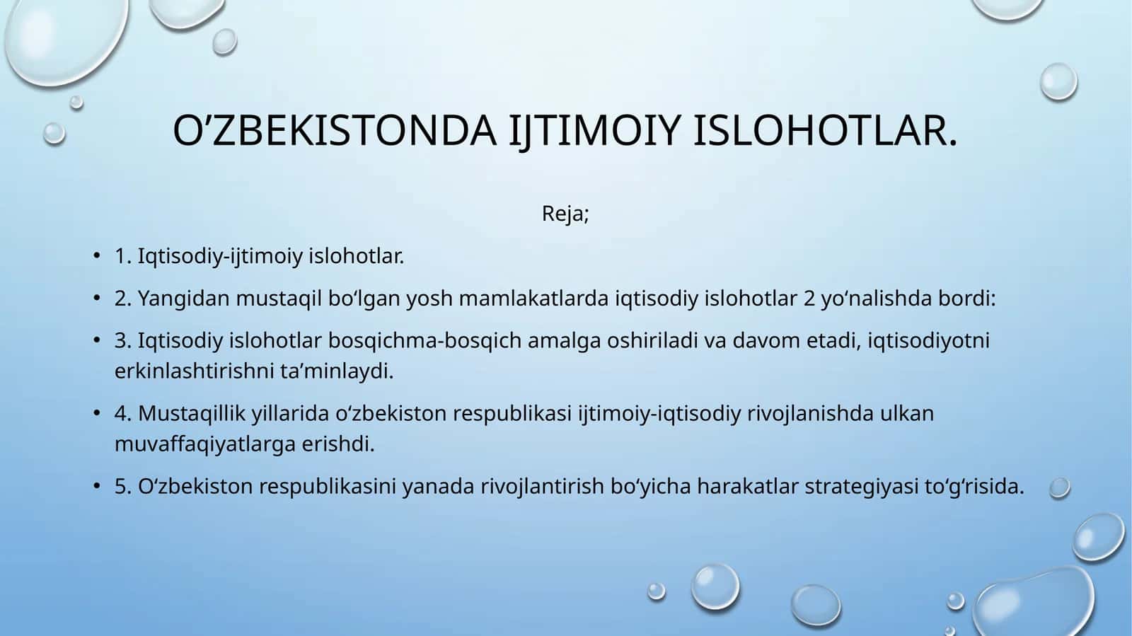 O’zbekistondaijtimoiyislohotlar 1