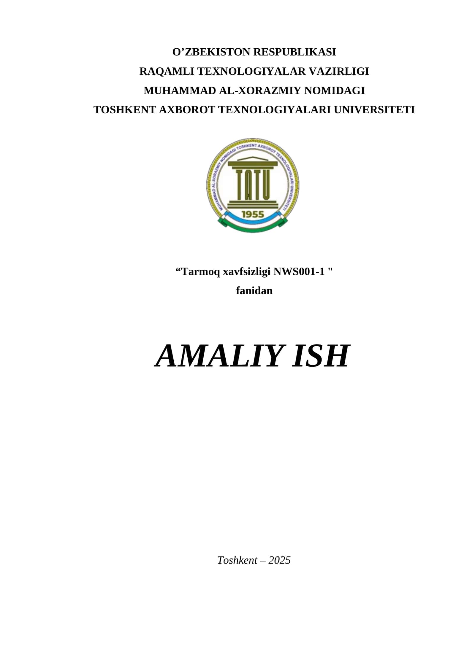 ACL RO`YXATINI SOZLASH (STANDART, EXTENDED). Amaliy ish 1