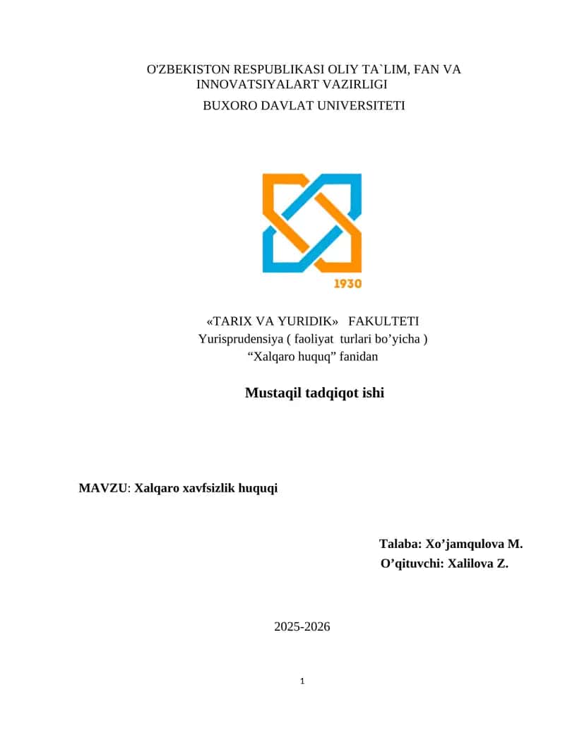 Xalqaro xavfsizlik huquqi 1
