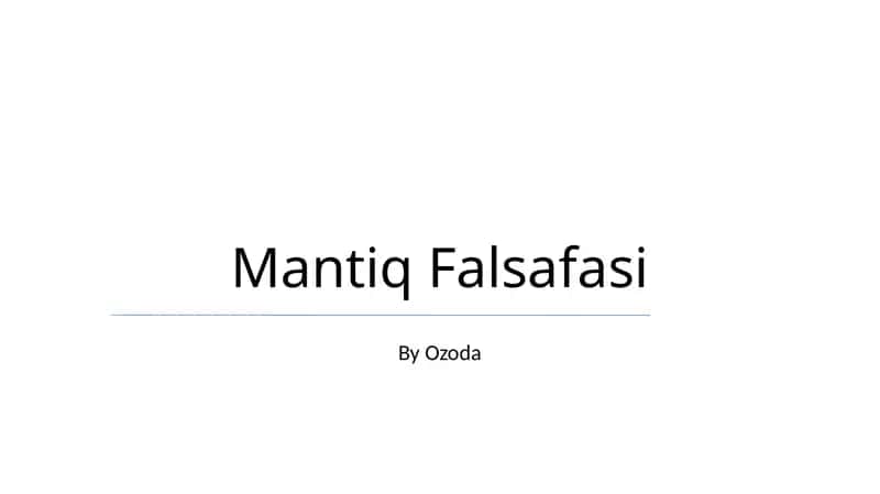 Mantiq Falsafasi 1