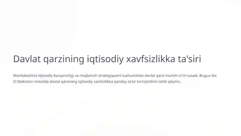 Davlat qarzining iqtisodiy xavfsizlikka ta'siri