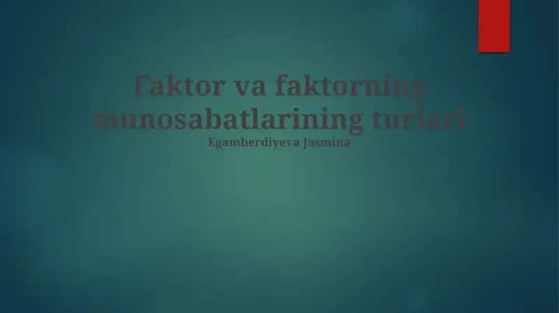 Ikkinchi darajali omillar 1