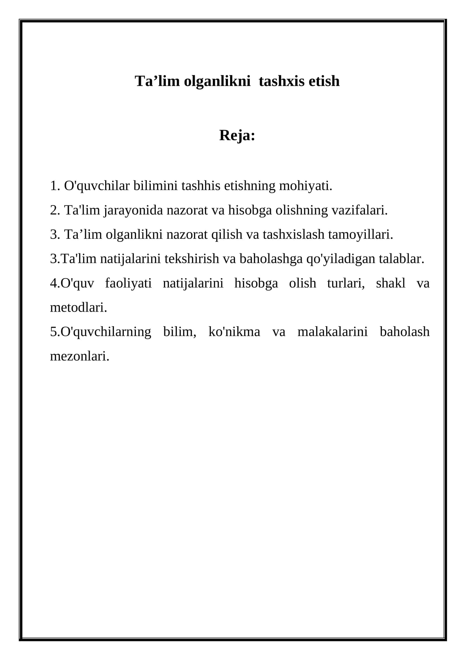 Ta’lim olganlikni tashxis etish 1