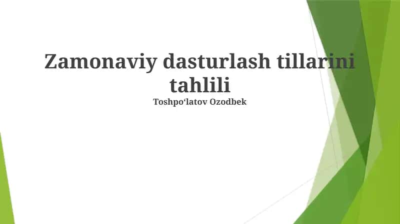 Zamonaviy Dasturlash Tillarini Taqqoslashi 1