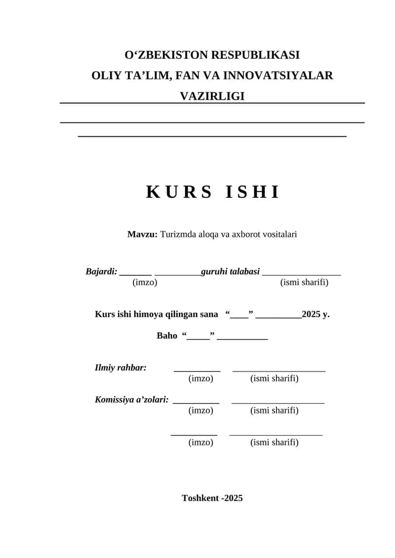 Turizmda aloqa va axborot vositalari 1