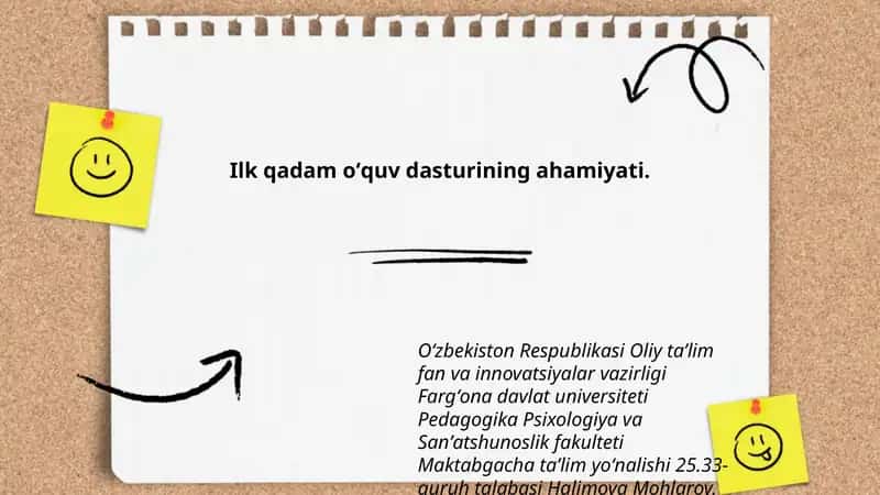 Ilk qadam oʻquv dasturi 1