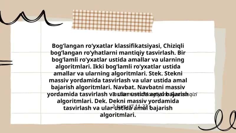 Bog‘langan ro‘yxatlar klassifikatsiyasi 1