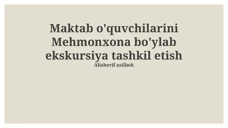 Mehmonxona bo'ylab ekskursiya tashkil etish 1