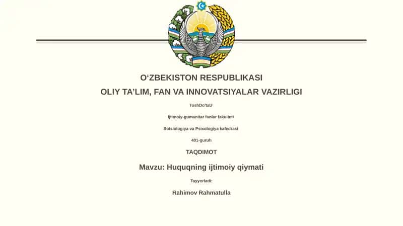 Huquqning Ijtimoiy Qiymati