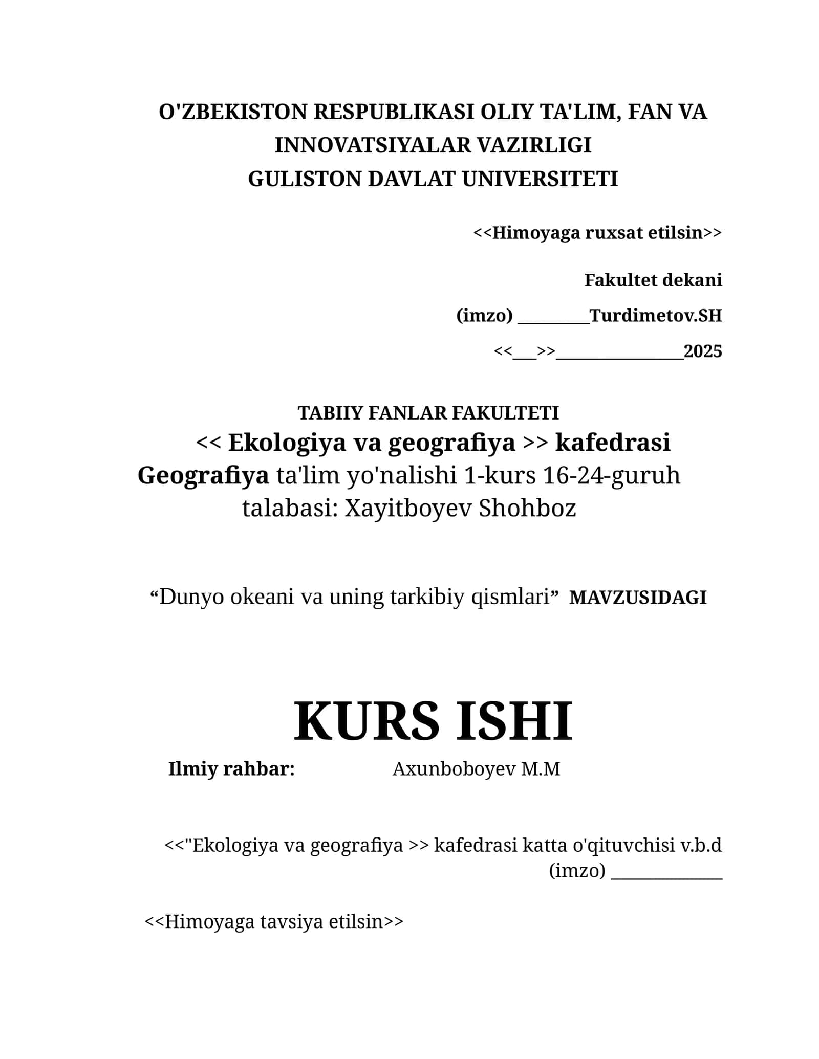 Dunyo okeani va uning tarkibiy qismlari 1