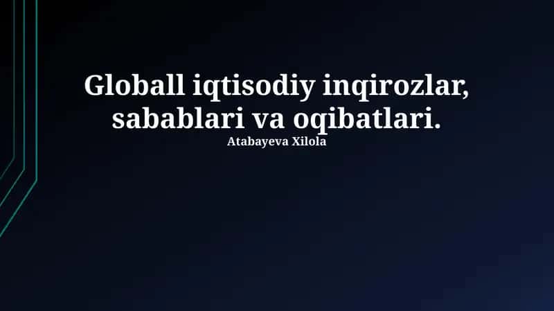 Global iqtisodiy inqirozlar 1