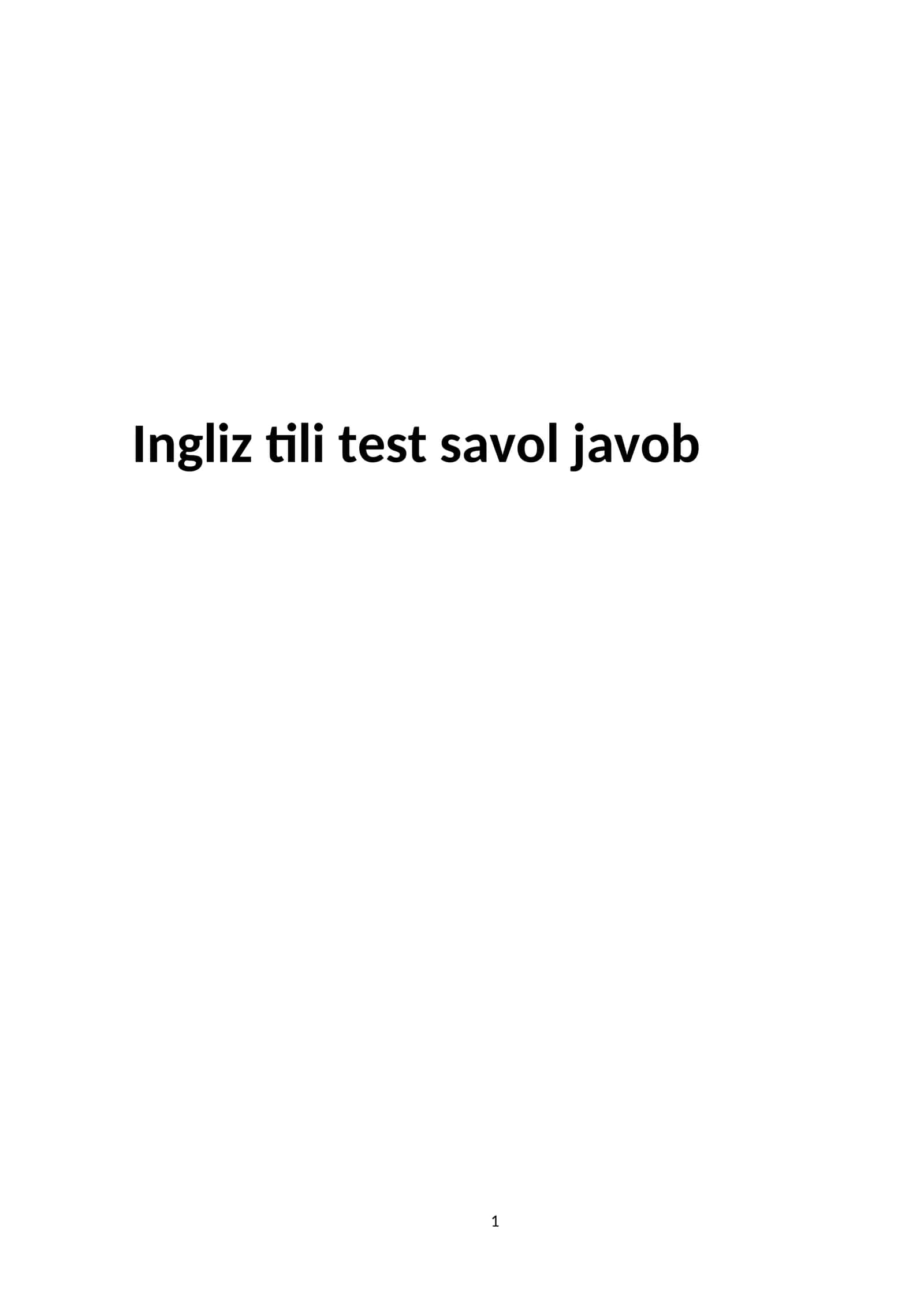 Ingliz tili test savol javob 1