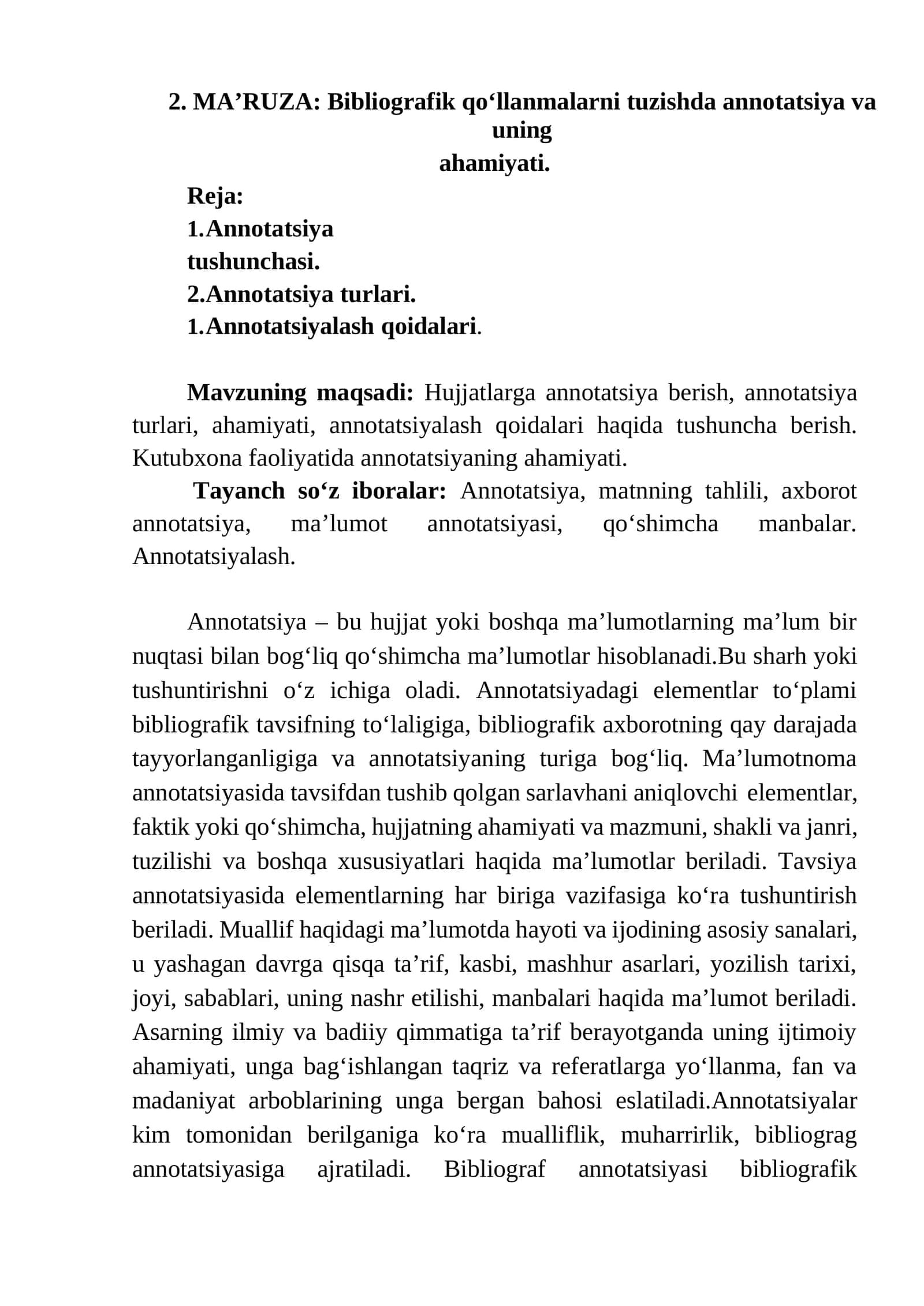 Annotatsiya va uning ahamiyati 1