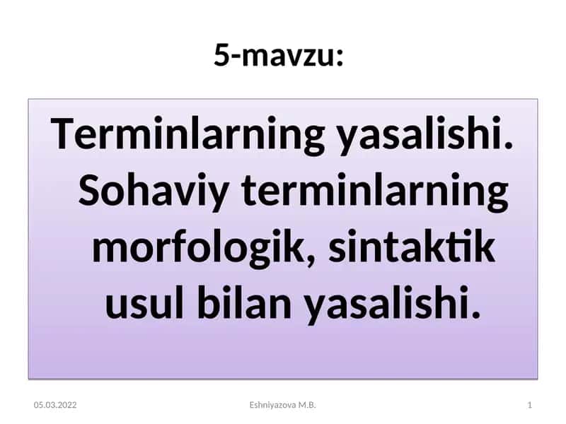 Terminlarning yasalishi 1