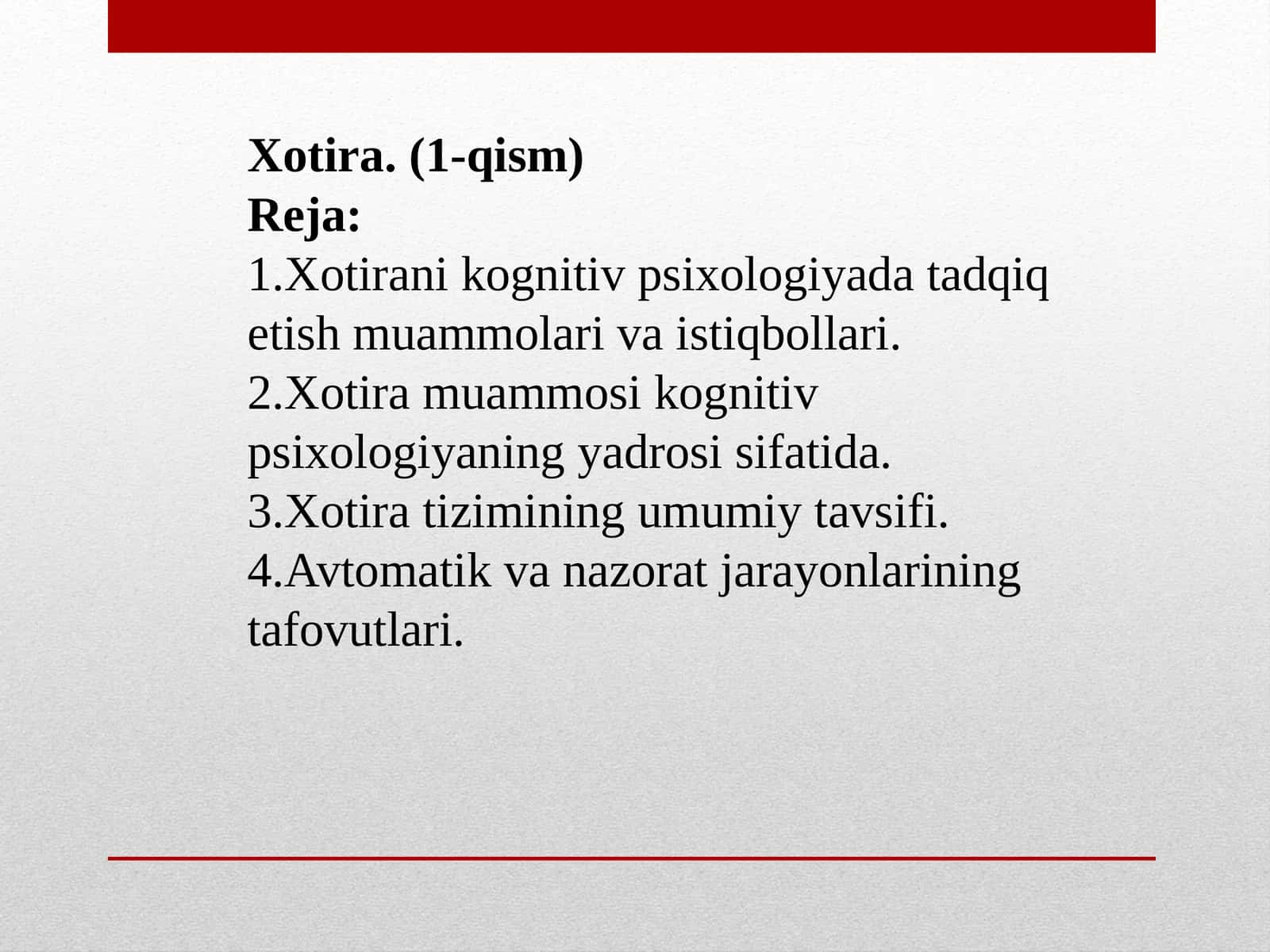 Xotira. (1-qism) 1
