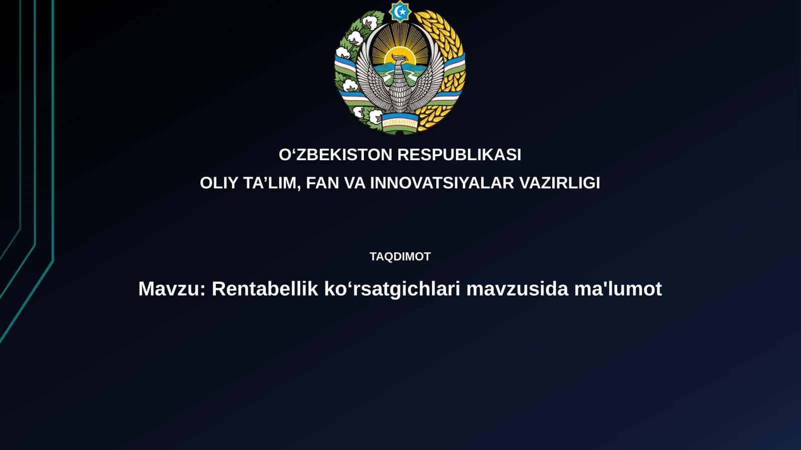 Rentabellik koʻrsatgichlari 1