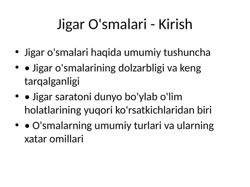 Jigar O'smalari Turlari 1