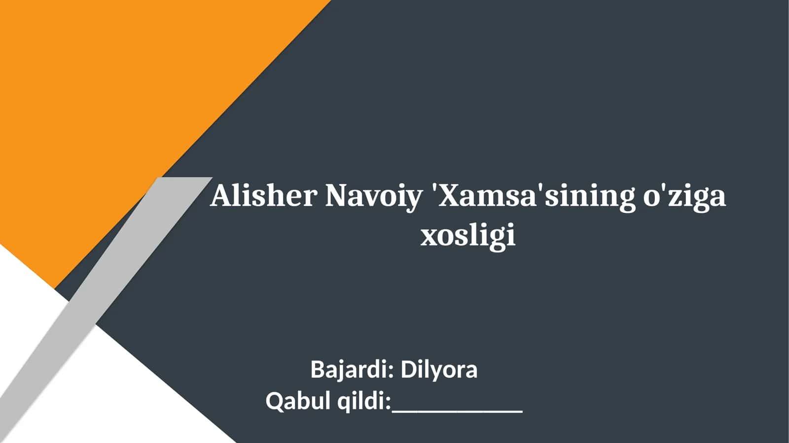 Alisher navoiy xamsasining oziga xosligi 1