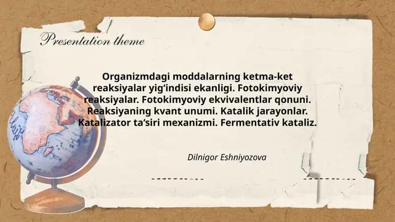 Organizmdagi Moddalarning Ketma-Ket Reaksiyalar 1