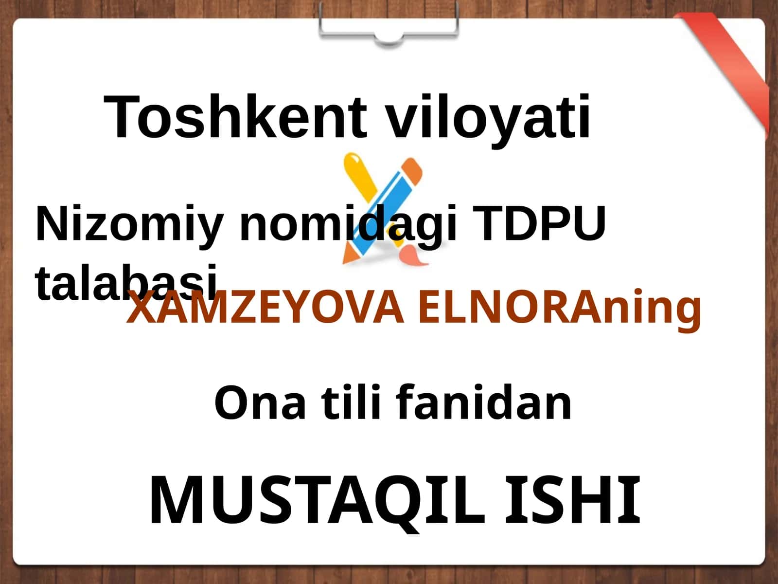 Ona tili fanidan MUSTAQIL ISHI 1