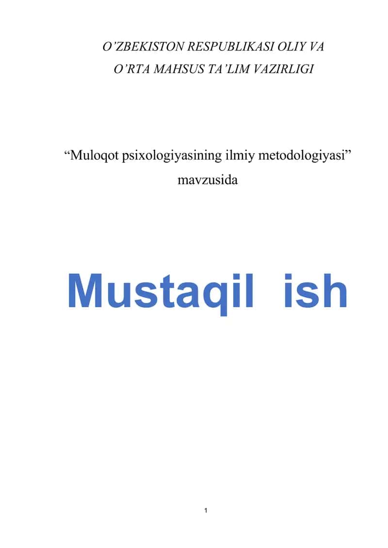 Muloqot psixologiyasining ilmiy metodologiyasi 1